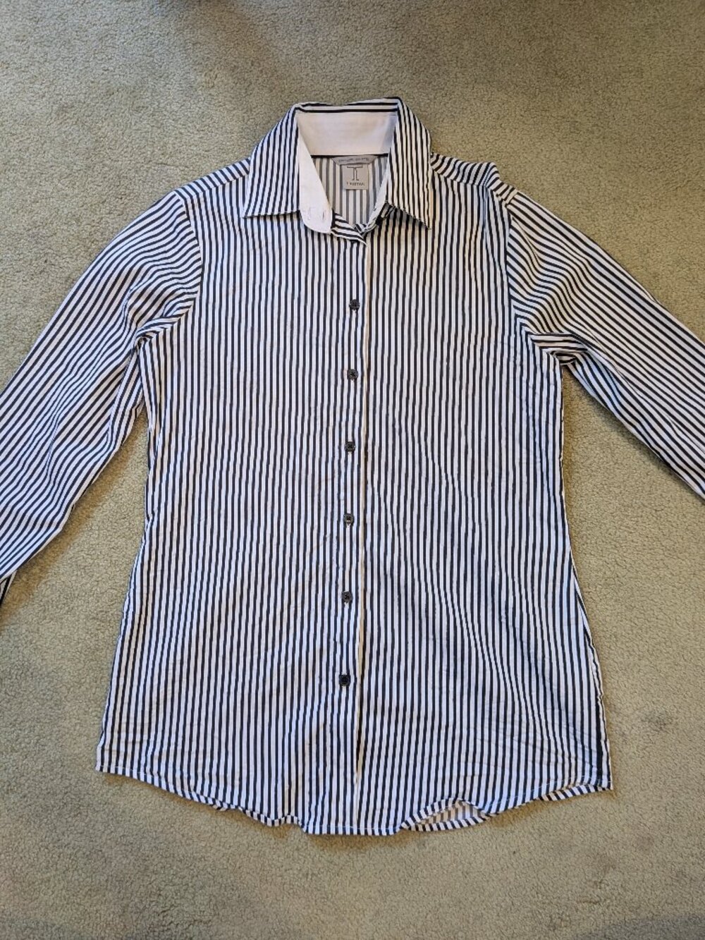Tristan black and white striped collared shirt